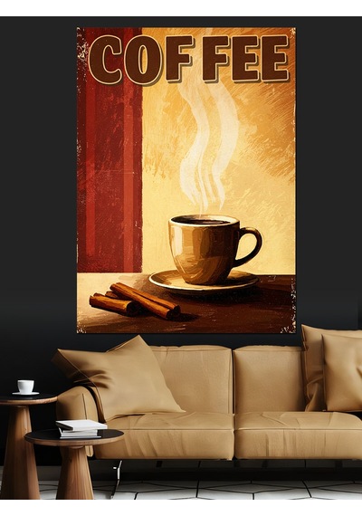 "coffee" Retro Kahve Posteri Dekoratif Kanvas - Mdf Ahşap Tablo