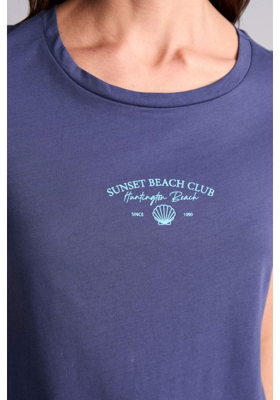 Defacto Baskılı İndigo Kadın T-shirt H1384ax/ın231