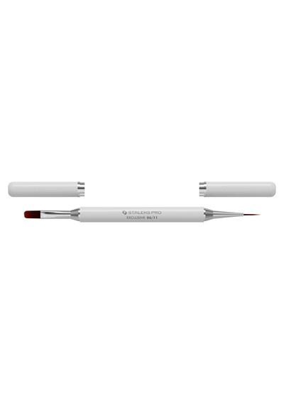 Staleks Exclusive Çift Uçlu Sentetik Nail Art Jel Liner Fırçası 11-12mm Manyetik Kapaklı Nbx-06/11