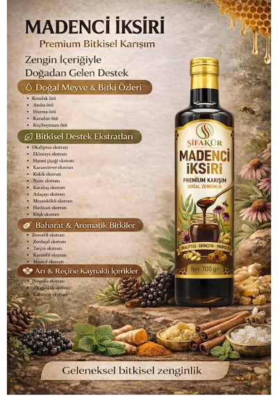 Şifakür Madenci İksiri Propolis Okaliptus Ekinezya Bitkisel Karışım Mevsimsel Destek 700g