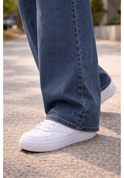 Cedy Denim Cedy Denım Yüksek Kalite Kadın Yüksek Bel Baggy Skater Jean Koyu Mavi