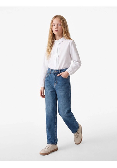 Koton Mom Fit İndigo Kız Çocuk Jean Pantolon 7wkg40036ad
