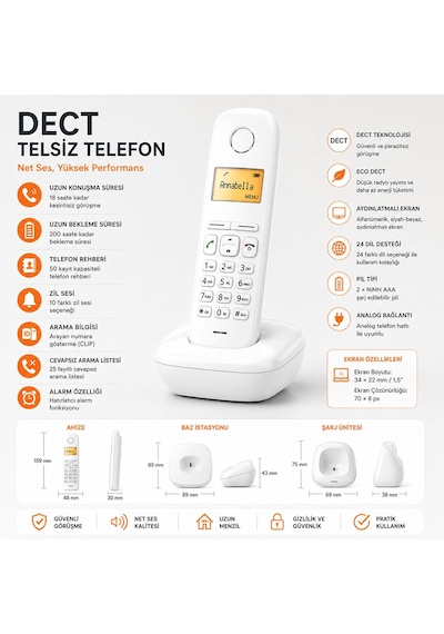 Siemens Gigaset A170 Beyaz Dect Telsiz Telefon