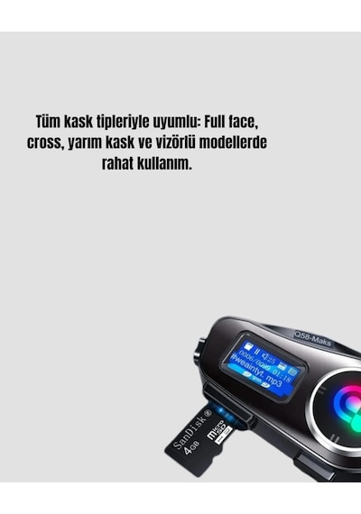 Ip65 Suya Dayanıklı Kask Bluetooth Kulaklık Lcd Ekranlı 73472108