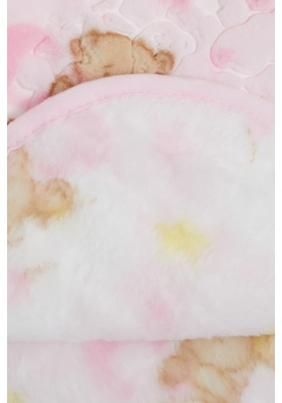 Breeze Golden Yenidoğan Bebek Battaniyesi Emboss Kabartma Ayıcık Desenli Pembe - Pembe