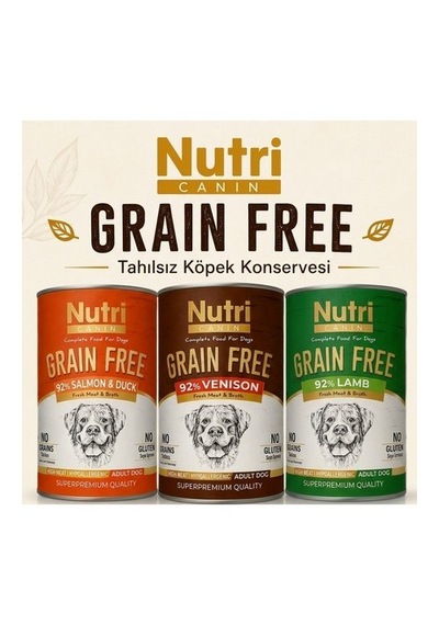 Grain Free Tahılsız Somonlu Ördekli Geyikli Kuzulu Köpek Konservesi 400 Gr X 3'lü Karışık Paket