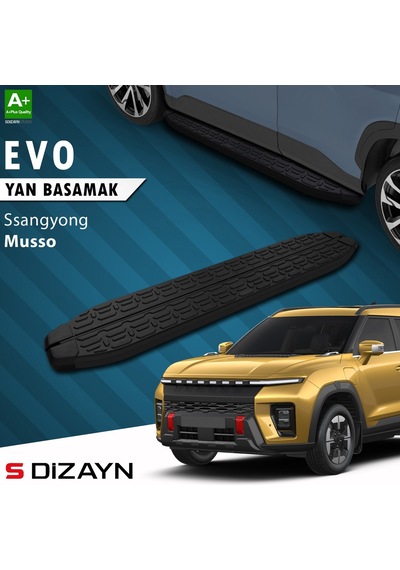 S-dizayn Ssangyong Musso Elektrikli Evo Siyah Yan Basamak 223 Cm 2025 Üzeri A+ Kalite