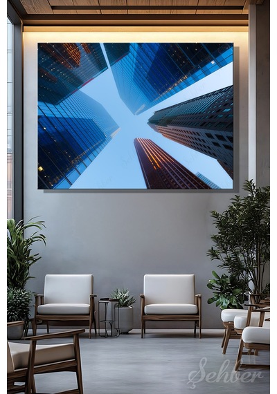 Yatay Kanvas Tablo Tekli Ev Kafe Ofis Kanada Toronto Finans Bölgesi Modern Gökdelenler 2419