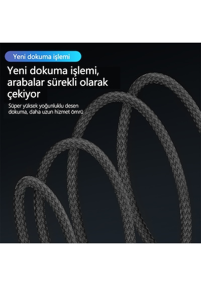 66w Süper Hızlı Şarj Kablosu 1 Metre Type-c Bağlantı 6a Akım Qc3.0 Uyumlu Yüksek Yoğunluklu Dokuma Usb - Type-c 1m Black