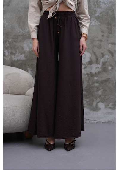 Rawea Kadın Modal Kumaş Etek Pantolon - Oversize & Geniş Paça Kahverengi