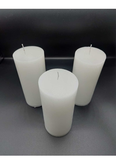 Soya Parafinli Beyaz 1 Adet 160-170 Saat Yanma Süreli Çap:7 Cm Boy:25 Silindir Blok Mum Beyaz Beyaz