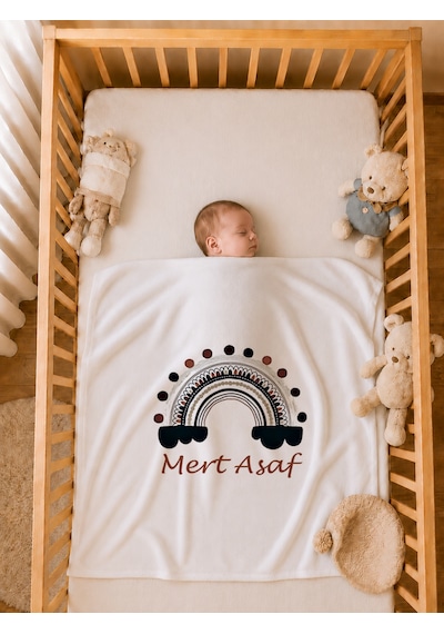 Pia Baby Erkek Bebek 4 Parça Tulum Seti %100 Pamuk İsim Baskılı Kişiye Özel Hastane Çıkışı Battaniyeli 1086bt3x Krem