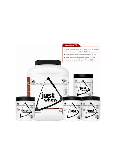 Just Nutrition Fitness Paketi - Mega + 5 Hediye Protein Tozu + Bcaa + Glutamin + Arjinin + Kreatin Karışık
