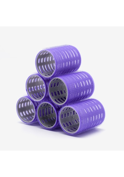 Croc 1215 Büyük Boy Bigudi 6Lı Cırtlı - Yapışkanlı Bigudi Mor Çap: 4.5cm Mor