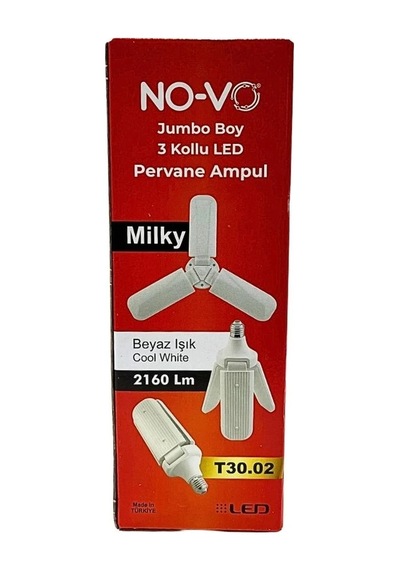 Jumbo Pervane Ampul 30w 3 Kollu Milky Renkli
