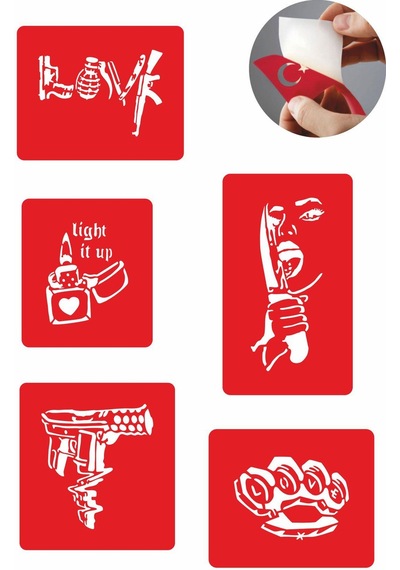 Enhavalı Barış Mutluluktur Dövme Şablonu Kına Deseni