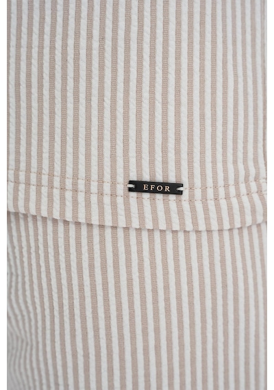 Efor Comfort Fit Fermuarlı Polo Yaka Dikine Çizgili Kısa Kol Bej Tişört Ts 906 Bej