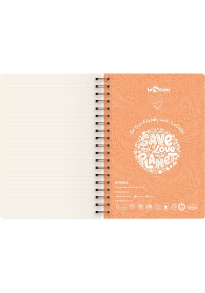 Botanical Spiralli Defter Çizgili Turuncu 17x24 Cm