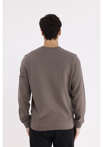 Rowinger Yatay Dokulu Ottoman Yüzey Tonal Logo Detaylı Bisiklet Yaka Standart Kalıp Sweatshirt Antracite