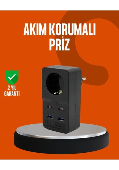 Akım Korumalı Priz 4 Usb Type C Destekli Yüksek Isı Dayanımlı Standart