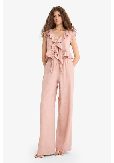 DeFacto Pantolon Wide Leg Çift Cepli Normal Bel Standart Boy D1009AX25SPBR479