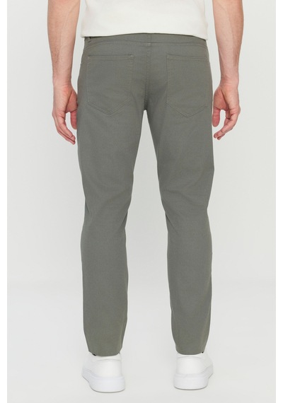 AC&Co / Altınyıldız Classics Erkek Hakı Pamuklu Slim Fit Dar Kesim 5 Cep Esnek Casual Pantolon Haki