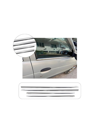 Renault Megane 1 Uyumlu 1996-2004 Krom Cam Çıtası 4 Parça Paslanmaz Çelik