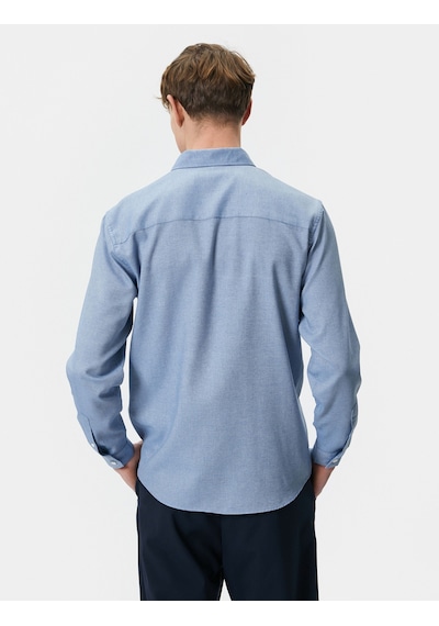 Koton Slim Fit Gömlek Klasik Yaka Uzun Kollu Düğmeli Mavi 4sam60023hw Mavi
