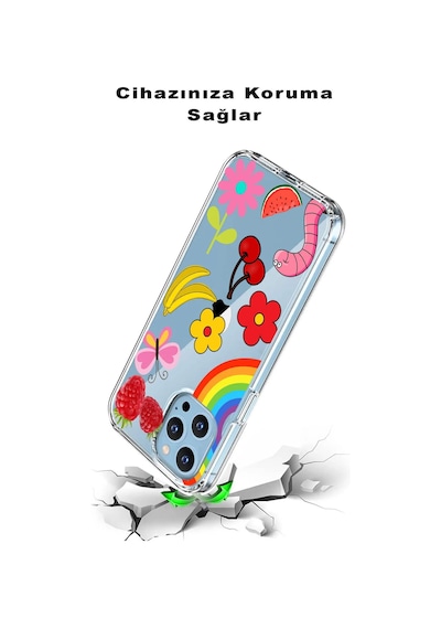 Huawei P Smart 2018 İle Uyumlu 1mm Slim Fit Water Color 5 Baskılı Şeffaf Kılıf