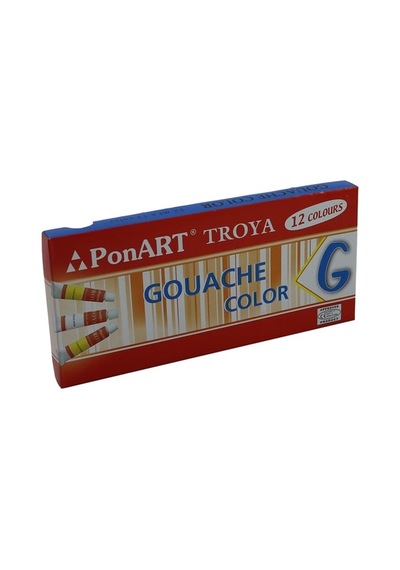 Ponart 12 Renk Guaj Boya Tüp Pkto-G1212 Çok Renkli