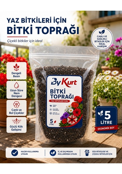 Yaz Çiçekleri Bitki Toprağı 5 Litre Cocopeat Perlit Pomza İçerikli Balkon Bahçe Saksı Toprağı