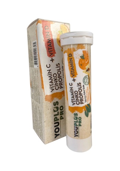 Youplus Pro Vitamin C D Çinko Propolis 15 Efervesan Tablet