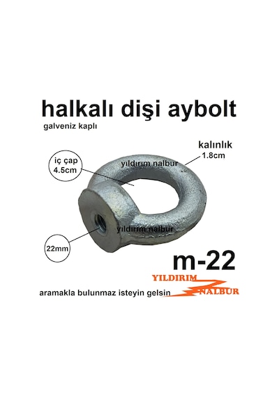 Aybolt M22 Halka Civata Dişi Çekme Halkası Mapa Büyük Boy Çeki Ha