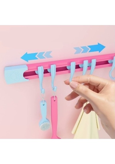 Askımo - 10 Kancalı Raylı Mutfak Ve Banyo Düzenleyici Askı 30 Cm Muhtelif