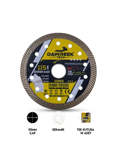 Dawreek Dt008cd 115mm Profesyonel İnce Turbo Elmas Testere Porselen-seramik-mermer