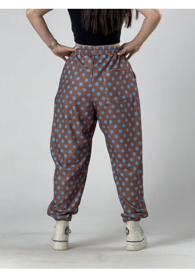 Cocopelli Kahve Puantiyeli Kadın Jogger Pantolon Coc3260