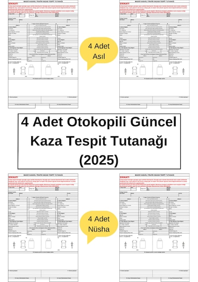4 Adet Otokopili Güncel Kaza Tespit Tutanağı 2025