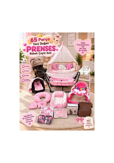 Minik Bebeğiniz İçin 65 Parça Yeni Doğan Prenses Bebek Çeyiz Seti Pembe Pembe Minik Bebeğiniz İçin 65 Parça Yeni Doğan Prenses Bebek Çeyiz Seti Pembe Pembe