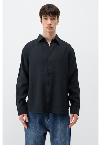 Vamos Modal Kumaş Oversize Gömlek Siyah