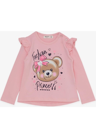Breeze Kız Çocuk Taytlı Takım Fiyonklu Ayıcık Baskılı 1.5-5 Yaş, Pembe-pembe Pembe