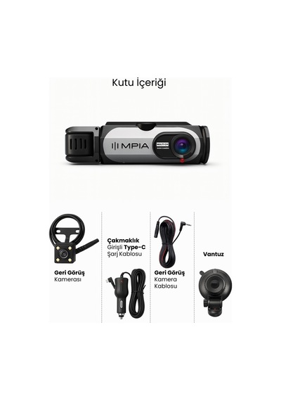 1080p Ön Arka Ve Araç İçi Kayıt Kamerası 3 Kamera Lens Hareket Algılama Park Yardım 3.16inç Ekran