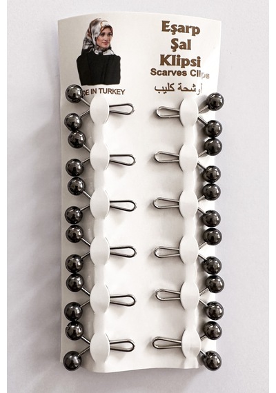 Melodi Scarf Tesettür Eşarp Şal Klipsi Gri Renk 12 Adet Gri-01