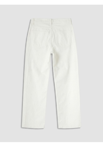Lcw Jeans Beyaz Straight Fit İnci İşlemeli Kadın Jean Pantolon