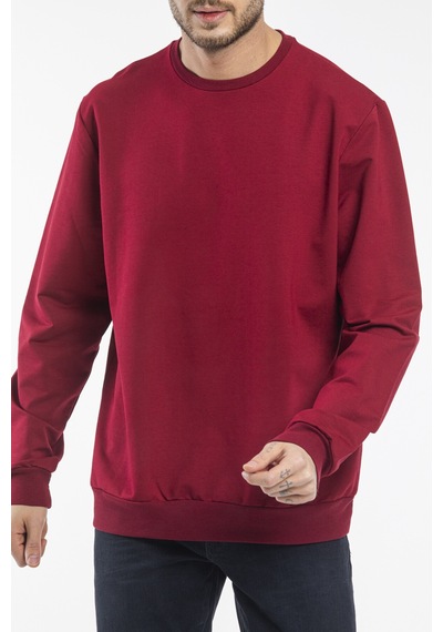Süperlife Erkek Bisiklet Yaka Regular Fit İnce Sweatshirt Spr 20k30 Bordo