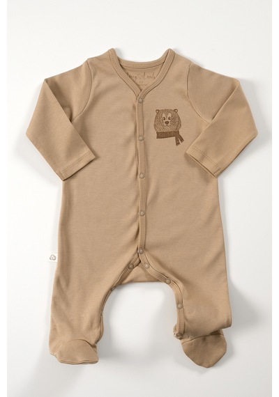 Tinylamb Cool Bear Unisex 3 Parça Hastane Çıkışı Takımı Organik Pamuk Yenidoğan Mini Set Toprak