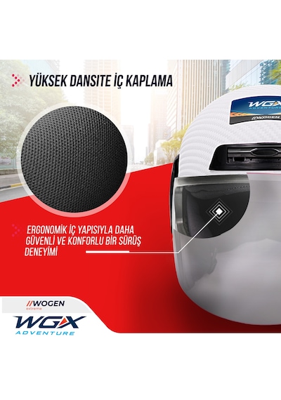 Wogen Karbon Yarım Kask Beyaz