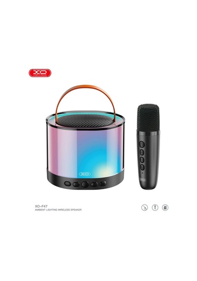F47 20w Rgb Işıklı 1200 Mah Bluetooth Kablosuz Usb-c Girişli Hoparlör Ve Karaoke Mikrofonu Set