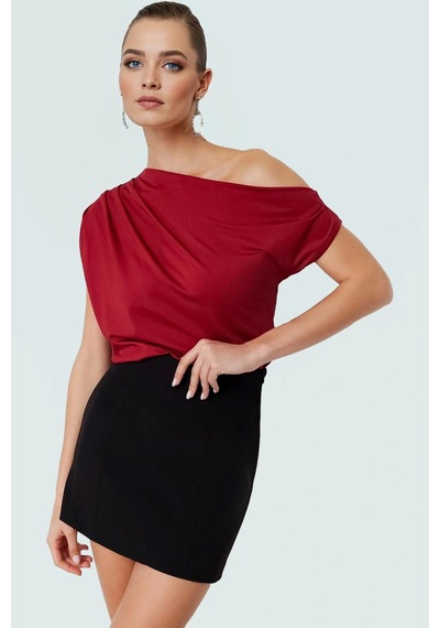 Frm Regular Kalıp Polyester Bluz Yazlık Şıklık Seçkin Malzeme Bordo
