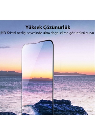 Baseus Apple Uyumlu   iPhone 13 Mini 0.23Mm Full Kavisli Ekran Koruyucu Cam Siyah