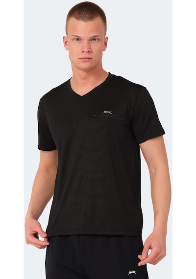 Slazenger KALLIAS Erkek Cepli V Yakan Siyah Tişört